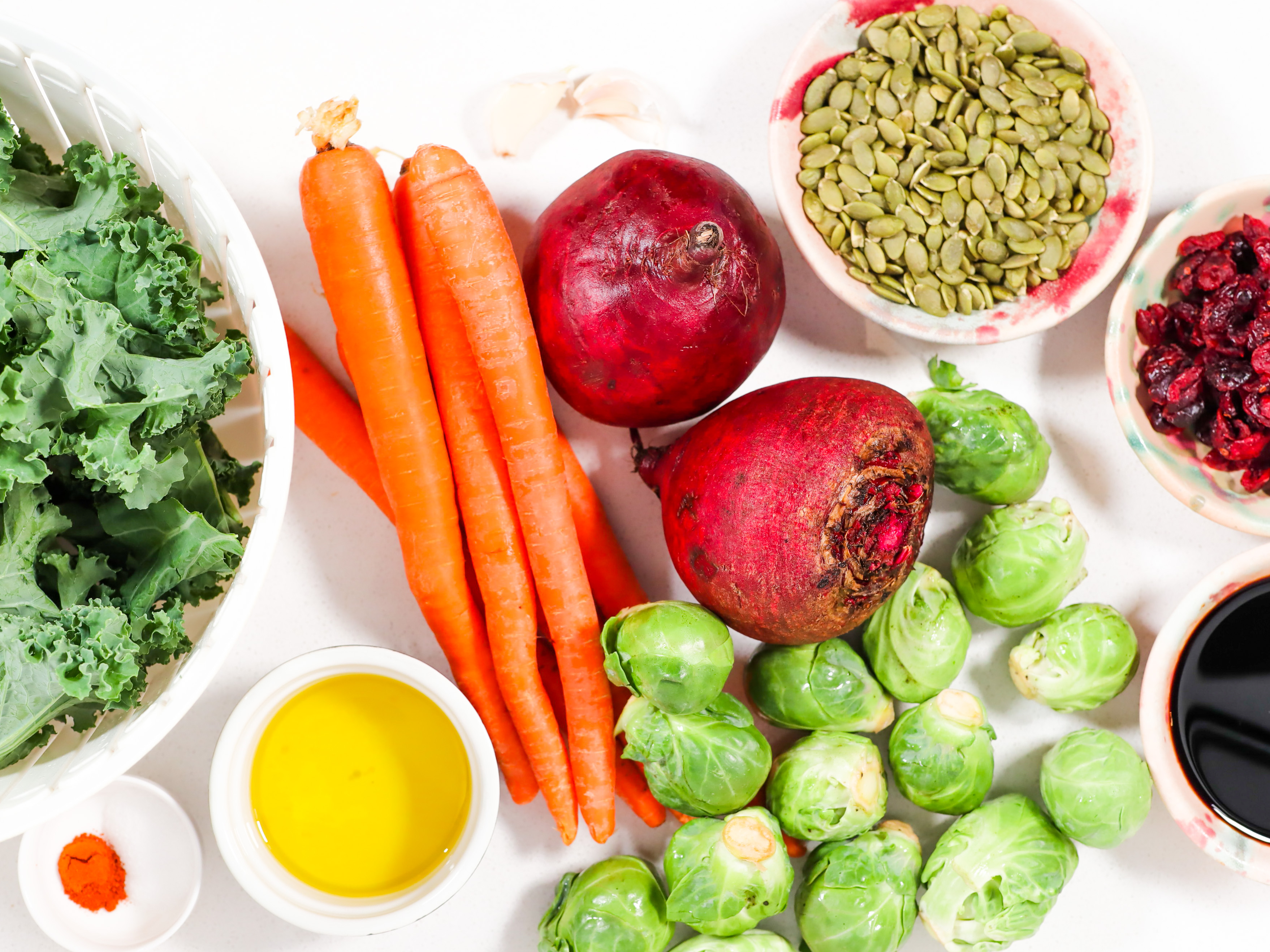 Roasted Carrot, Beet & Brussels Salad Ingredients