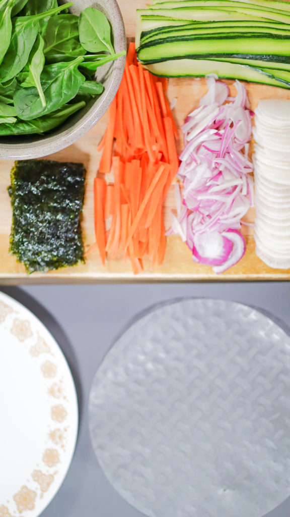 Ingredients for asian-inspired tofu salad rolls