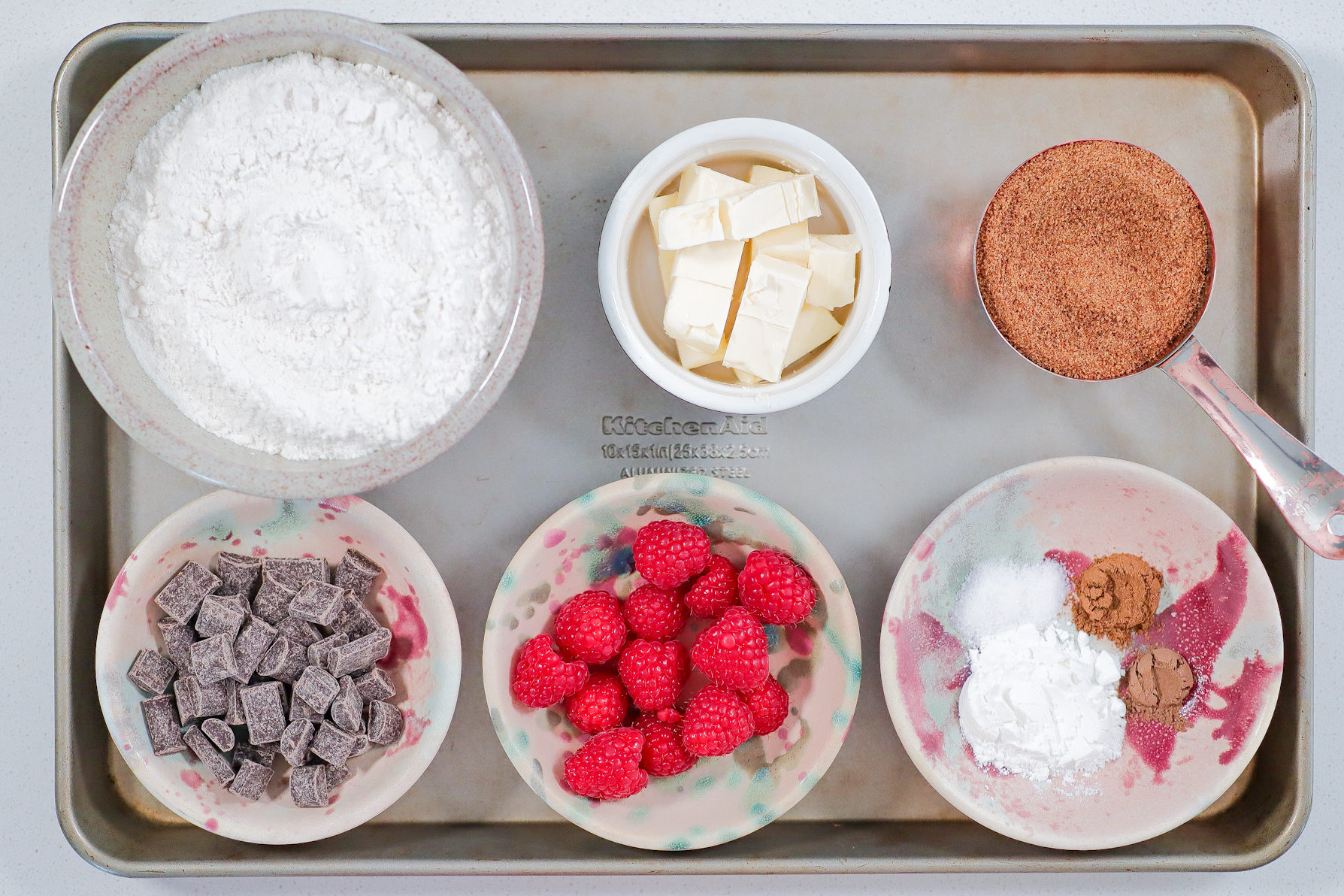 Baking tray with ingredients