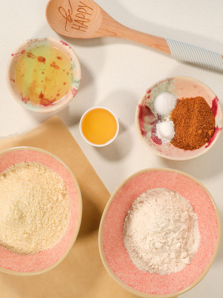 Dry ingredients for strawberry rhubarb pie