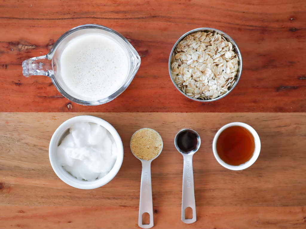 Ingredients for oatmeal base