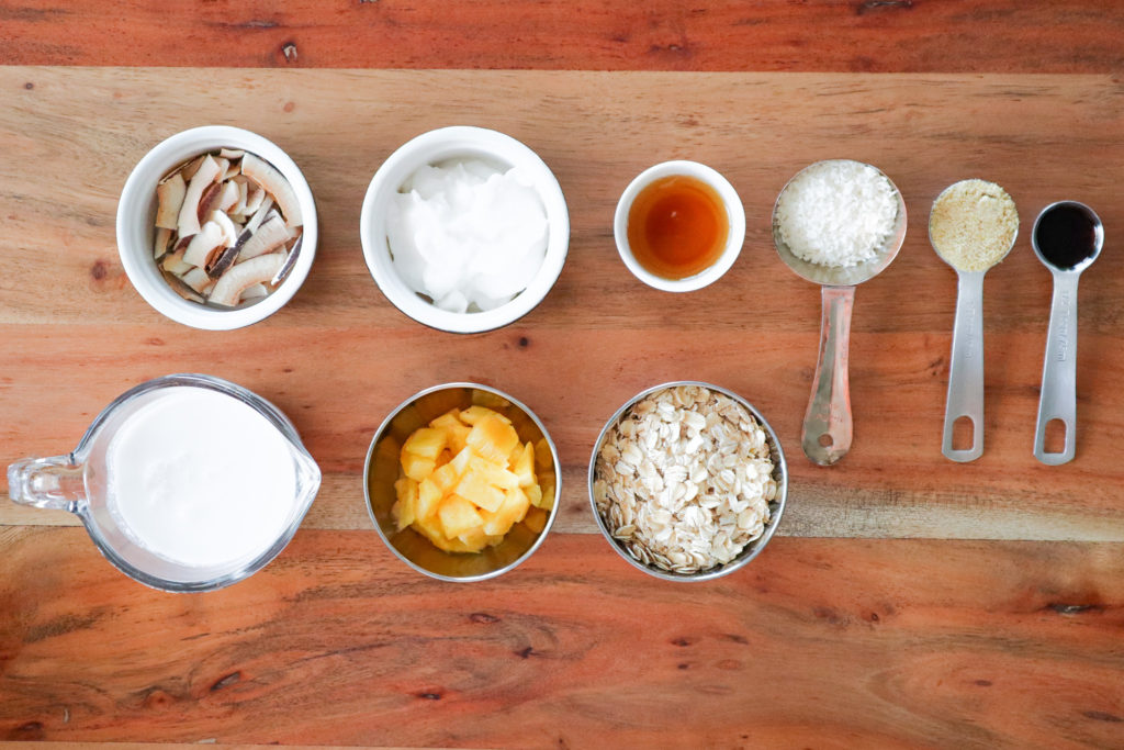 ingredients for piña colada overnight oats