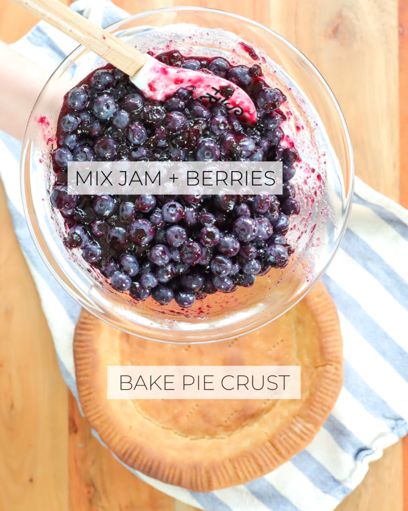 mix the jam and berries, bake pie crust