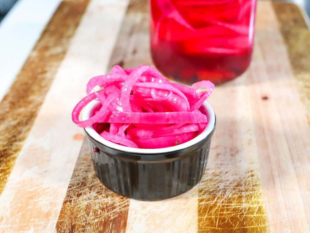 small jar of slices pickled red onions